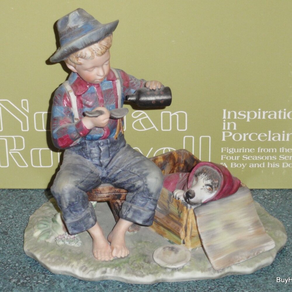 Gorham Norman Rockwell "Mysterious Malady" Four Seasons Boy With Dog Summer Box!